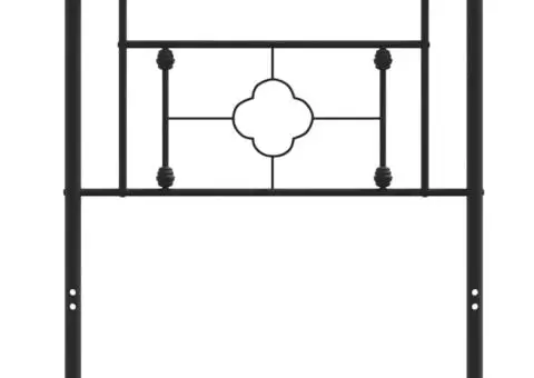 Tăblie de pat metalică, negru, 80 cm - 3/5