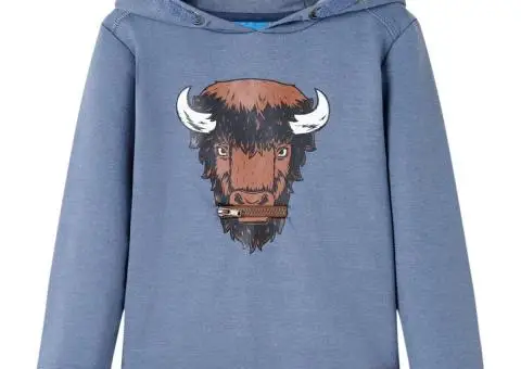 Hanorac pentru copii cu glugă, albastru melanj, 104 - 1/5