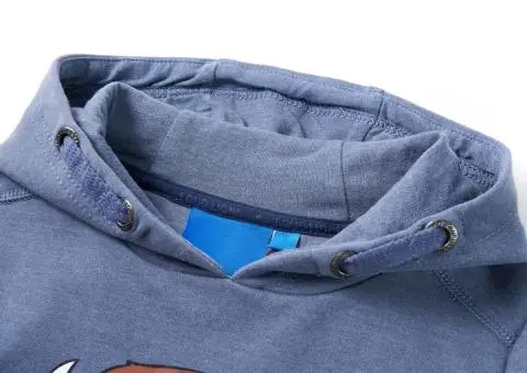 Hanorac pentru copii cu glugă, albastru melanj, 104 - 3/5