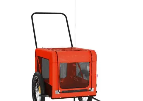 Remorcă bicicletă animale companie portocaliu/negru oxford/fier - 3/5