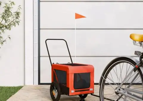 Remorcă bicicletă animale companie portocaliu/negru oxford/fier - 1/5