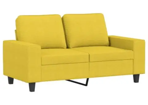 Canapea cu 2 locuri, galben deschis, 120 cm, material textil - 2/5
