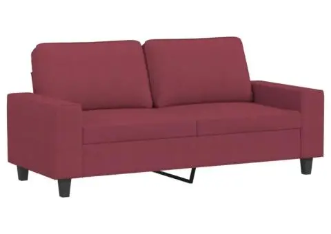 Canapea cu 2 locuri, roșu vin, 140 cm, material textil - 2/5