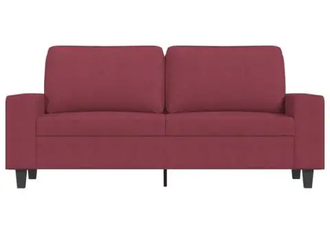 Canapea cu 2 locuri, roșu vin, 140 cm, material textil - 3/5