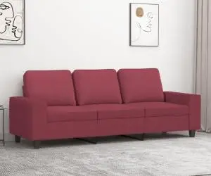 vidaXL Canapea cu 3 locuri, roșu vin, 180 cm, material textil