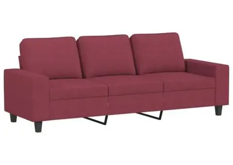 Canapea cu 3 locuri, roșu vin, 180 cm, material textil - 2/5