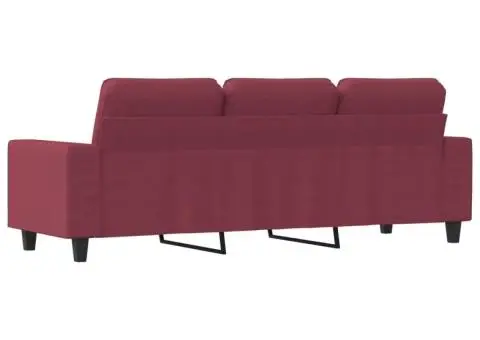 Canapea cu 3 locuri, roșu vin, 180 cm, material textil - 5/5
