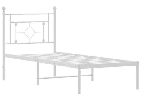 Cadru de pat metalic cu tăblie, alb, 80x200 cm - 4/5