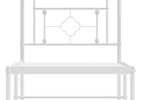 Cadru de pat metalic cu tăblie, alb, 80x200 cm - 5/5