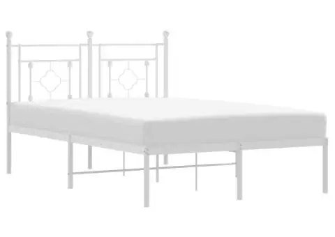 Cadru de pat metalic cu tăblie, alb, 120x190 cm - 2/5