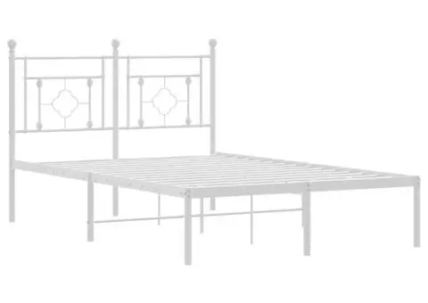 Cadru de pat metalic cu tăblie, alb, 120x190 cm - 4/5