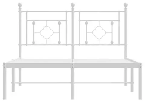 Cadru de pat metalic cu tăblie, alb, 120x190 cm - 5/5