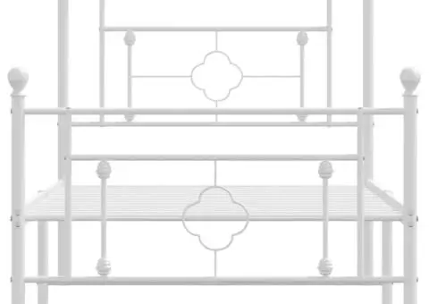 Cadru de pat metalic cu tăblie de cap/picioare, alb, 90x190 cm - 5/5