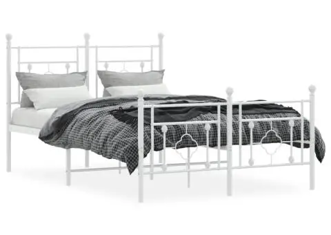 Cadru de pat metalic cu tăblie, alb, 120x190 cm - 3/5