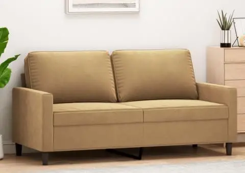 Canapea cu 2 locuri, maro, 140 cm, catifea - 1/5
