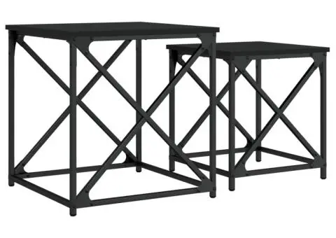 Mese suprapuse de cafea, 2 buc, negru, lemn prelucrat - 2/5