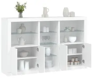 vidaXL Servantă cu lumini LED, alb, 162x37x100 cm