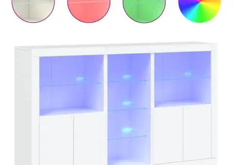 Servantă cu lumini LED, alb, 162x37x100 cm - 2/5