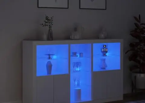 Servantă cu lumini LED, alb, 162x37x100 cm - 5/5