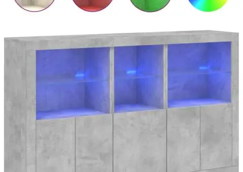 Servantă cu lumini LED, gri beton, 162x37x100 cm - 2/5