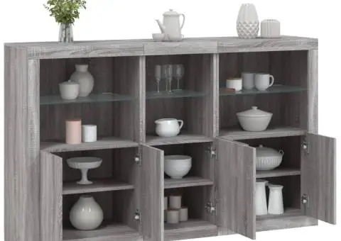 Servantă cu lumini LED, gri sonoma, 162x37x100 cm - 1/5