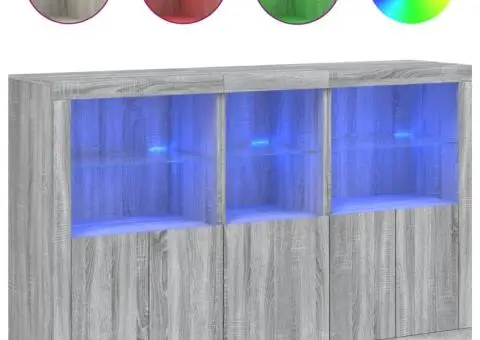 Servantă cu lumini LED, gri sonoma, 162x37x100 cm - 2/5