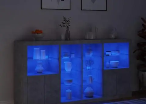 Servantă cu lumini LED, gri beton, 202x37x100 cm - 5/5