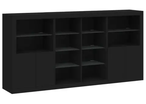 Servantă cu lumini LED, negru, 202x37x100 cm - 3/5