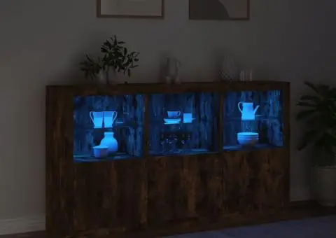 Servantă cu lumini LED, stejar fumuriu, 181,5x37x100 cm - 5/5