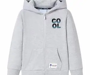 Hanorac pentru copii cu glugă și fermoar, gri, 128