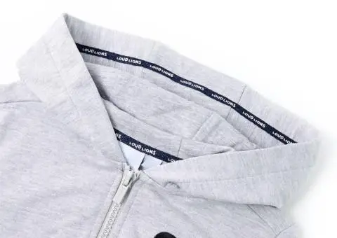 Hanorac pentru copii cu glugă și fermoar, gri, 128 - 3/5