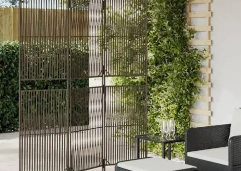 Separator de cameră cu 3 panouri, gri, poliratan - 1/5