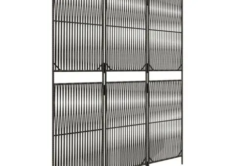 Separator de cameră cu 3 panouri, gri, poliratan - 4/5