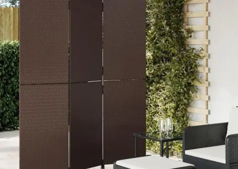 Separator de cameră cu 3 panouri, maro, poliratan - 1/5