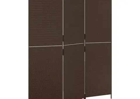 Separator de cameră cu 3 panouri, maro, poliratan - 2/5