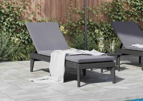 Șezlong, antracit, 186x60x29 cm, PP - 3/5