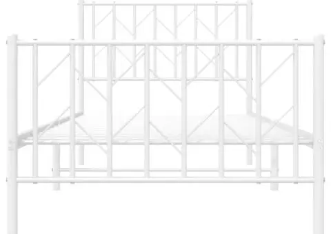 Cadru de pat metalic cu tăblie de cap/picioare, alb, 90x200 cm - 5/5