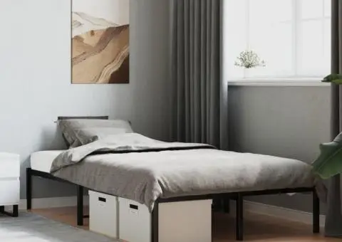 Cadru pat metalic, negru, 120x190 cm - 1/5