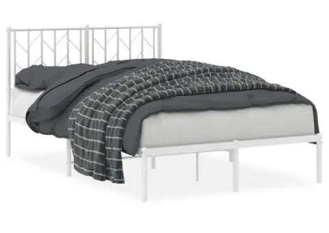 Cadru de pat metalic cu tăblie, alb, 120x190 cm - 2/5