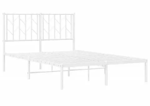 Cadru de pat metalic cu tăblie, alb, 120x190 cm - 4/5