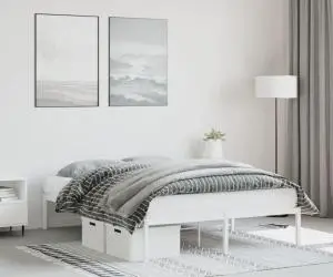 vidaXL Cadru pat metalic, alb, 140x190 cm