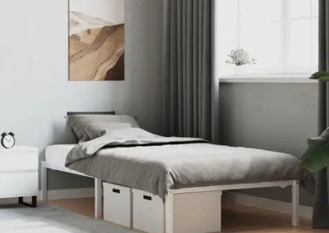 Cadru pat metalic, alb, 100x190 cm - 1/5