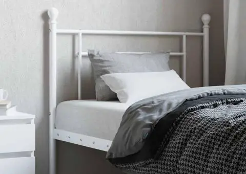 Tăblie de pat metalică, alb, 100 cm - 1/5