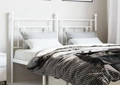 Tăblie de pat metalică, alb, 135 cm - 1/5