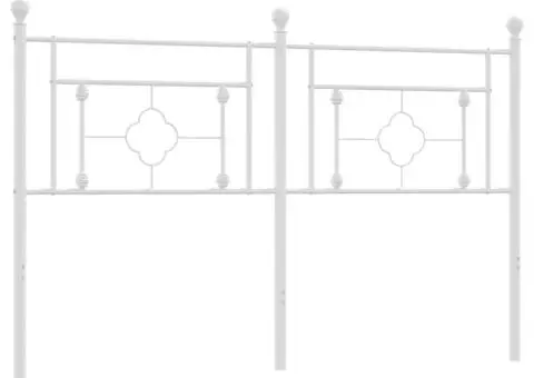 Tăblie de pat metalică, alb, 150 cm - 2/5