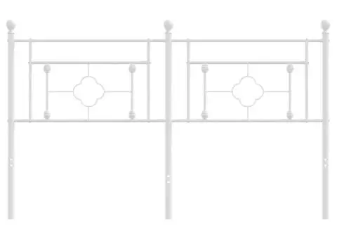 Tăblie de pat metalică, alb, 150 cm - 3/5