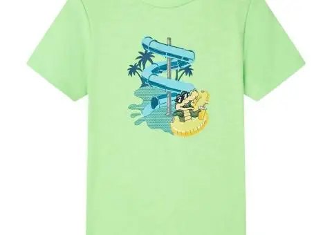 Tricou pentru copii, verde neon, 128 - 1/5