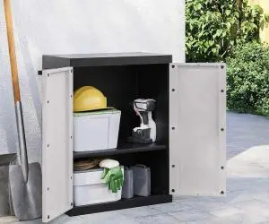vidaXL Dulap depozitare de exterior, gri și negru, 65x37x85 cm, PP