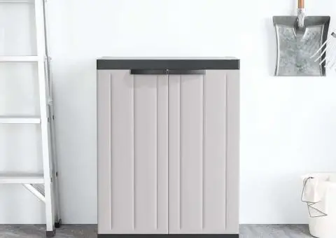 Dulap depozitare de exterior, gri și negru, 65x37x85 cm, PP - 3/5