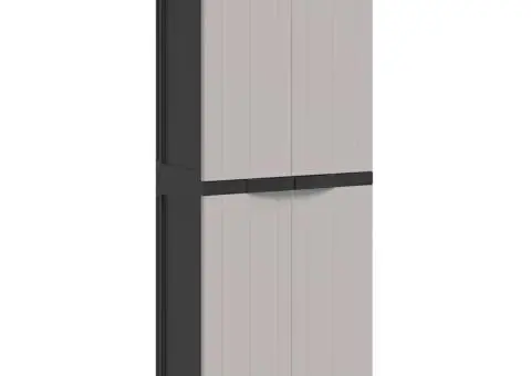 Dulap depozitare de exterior, gri și negru, 65x37x165 cm, PP - 2/5